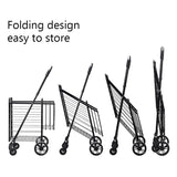 Folding Shopping Cart Basket Rolling Trolley with Adjustable Handle-Black