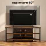 HOMCOM Industrial-Style Corner TV Unit - Black/Brown