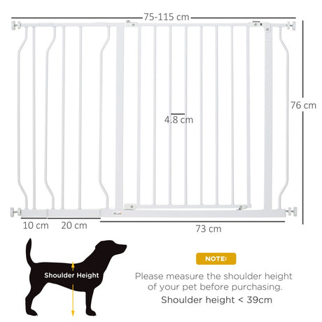 PawHut Wide Dog Safety Gate, with Door Pressure, for Doorways, Hallways, Staircases - White