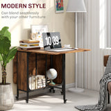 HOMCOM Six-Person Drop Leaf Dining Table - Rustic Brown/Black