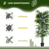Outsunny 6ft Artificial Bamboo Tree Plant Greenery in A Pot for Home Office Planter 1.8M