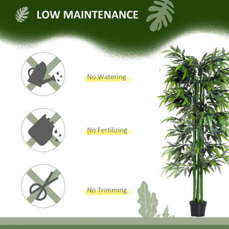 Outsunny 6ft Artificial Bamboo Tree Plant Greenery in A Pot for Home Office Planter 1.8M