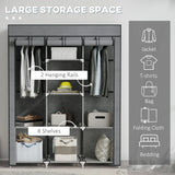 HOMCOM Fabric Wardrobe, with Rails and Shelves - Dark Grey