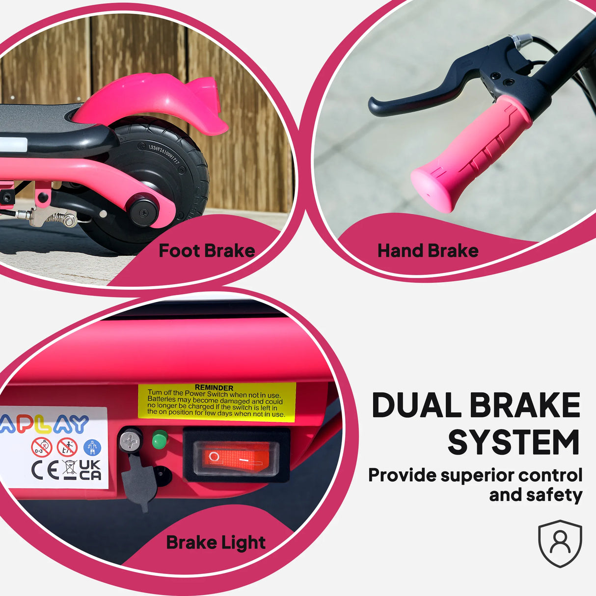 AIYAPLAY Electric Scooter for Kids Aged 6-14 Years, with Colourful Lights, Pink