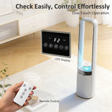 HOMCOM Bladeless Tower Fan, 36dB Standing Cooling Fan with Oscillating, LED Lights, 3 Speeds, 12H Timer, Remote Control