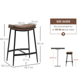 HOMCOM Breakfast Bar Stools Set of 2, Microfibre Upholstered Barstools, Industrial Bar Chairs with Curved Seat and Steel Frame for Dining Room, Kitchen, Brown