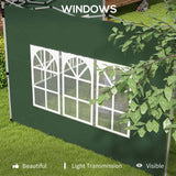 Outsunny Gazebo Side Panels, Sides Replacement with Window for 3x3(m) or 3x4m Pop Up Gazebo, 2 Pack, Green