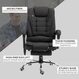 Vinsetto Office Chair with 6 Point Massage and Back Heat, Microfibre Desk Chair with Footrest Adjustable Height and Swivel Wheels, Back Reclining, Full Black