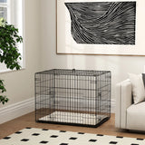 PawHut Foldable Dog Crate with 2 Doors with Tray, Soft Cushion, for Small Dogs, 75 x 49 x 53 cm, Black