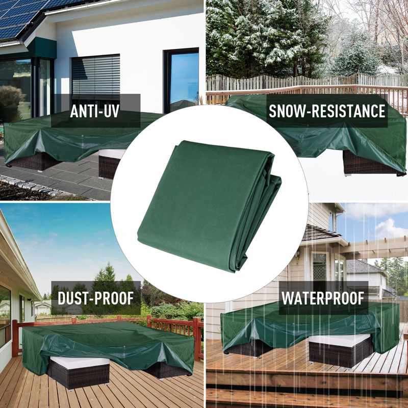 Outsunny 600D Oxford Patio Set Cover Outdoor Garden Rattan Furniture Protection Cover Protector Waterproof Anti-UV, Green, 210 x 140 x 80cm