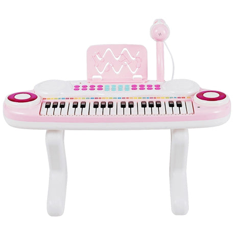 37-Key Kids Electronic Keyboard with Microphone and Rhythm Light-Pink