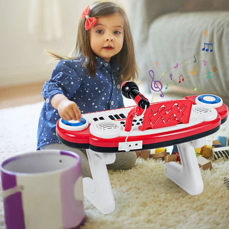 37-Key Kids Electronic Keyboard with Microphone and Rhythm Light-Red