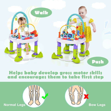 4-in-1 Baby Bouncer Activity Center with 3 Adjustable Heights-Green