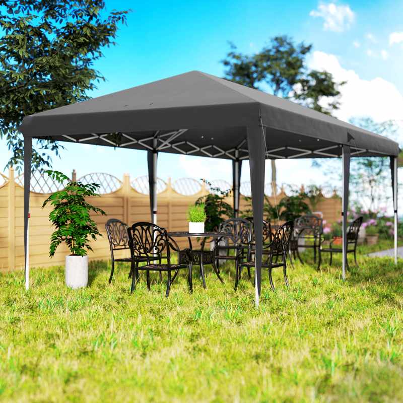 Outsunny Pop Up Gazebo, Double Roof Foldable Canopy Tent, Height Adjustable Wedding Awning Canopy w/ Carrying Bag, 6 m x 3 m x 2.7 m, Grey