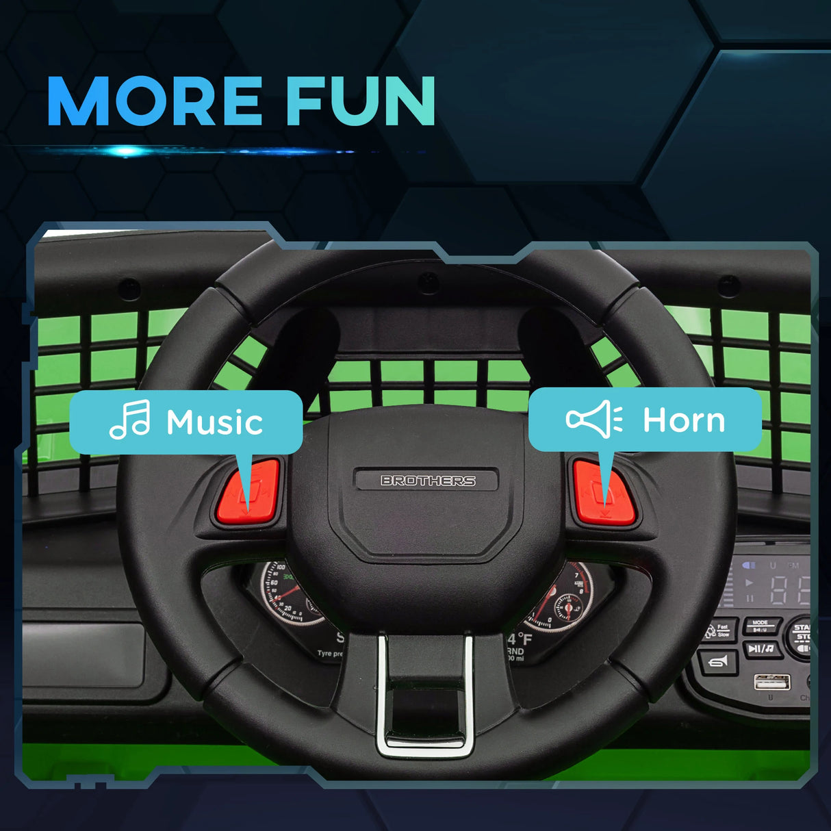 AIYAPLAY 12V Battery Powered Kids Ride-On Car, Electric Truck w/ Spring Suspension, Remote, Music, Horn, Lights, Green