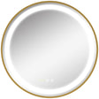 kleankin Round LED Bathroom Mirror, Dimmable Lighted Wall Mount Mirror with 3 Colours, Time Display, Memory Function, Hardwired