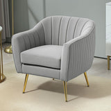 HOMCOM Velvet-Feel Shell Back Accent Chair - Grey