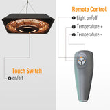 Outsunny 2000W Electric Hanging Patio Heater Ceiling Mounted Halogen Heating Indoor Outdoor with Remote Control Aluminium