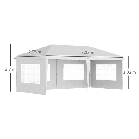 Outsunny 3 x 6m Pop Up Gazebo, Height Adjustable Marquee Party Tent with Sidewalls and Storage Bag, White