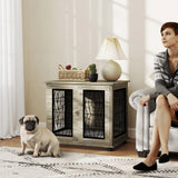 PawHut Indoor Dog Crate Furniture End Table with Soft Washable Cushion, Lockable Front Door, for Medium Dogs - Black