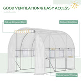 Outsunny Walk-in Polytunnel Greenhouse Green House with Roll-up Sidewalls, UV-resistant PE Cover, 3 x 2 x 2m, White