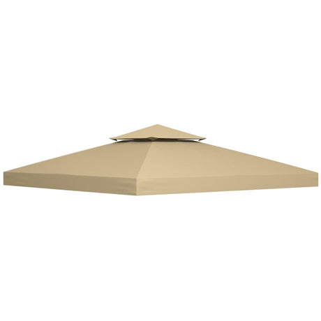 Outsunny 3(m) Gazebo Top Cover Double Tier Canopy Replacement Pavilion Roof Deep Beige