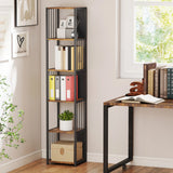 HOMCOM 5-Tier Bookshelf with Steel Frame - Rustic Brown