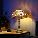 HOMCOM Stained Glass Table Lamp, Handcrafted Artisan Collectible, Suitable for Living Room and Bedside, Multi-Coloured, 30 x 48Hcm, Zinc Alloy.