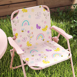 AIYAPLAY 4-Piece Kids Garden Table and Chair Set with Adjustable Parasol, Folding Chairs, Table, Rainbow Pattern, Pink