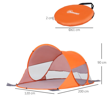 Outsunny Fibreglass Frame 2 Person Pop-Up Lightweight Camping Tent Orange