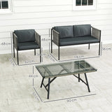Outsunny Four-Piece Round Rattan Rope Sofa Set - Grey