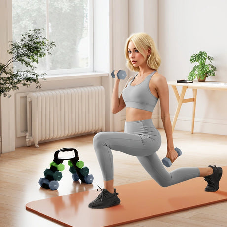 SPORTNOW Dumbbells Set with Storage Rack, 2 x 1kg, 2 x 2kg, 2 x 3kg, Green