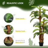 Outsunny Artificial Plant Tropical Fern in Pot, Fake Plants for Home Indoor Decor, 150cm, Green