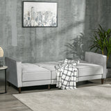 HOMCOM L Shape Sofa Bed Set with 3-Seater Sofa and Footstool, Corner Sofa Bed with Ottoman, Light Grey