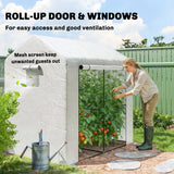 Outsunny Walk-in Greenhouse, Outdoor Tomato Greenhouse with Roll-up Door and Mesh Windows, PE Cover, 200 x 140 x 200cm, White