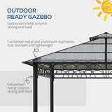 Outsunny 3 x 3 (m) Outdoor Polycarbonate Gazebo, Double Roof Hard Top Gazebo with Galvanised Steel Frame, Nettings & Curtains for Garden, Lawn, Patio and Deck, Khaki