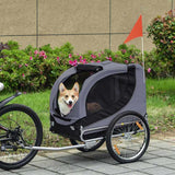 PawHut Steel Dog Bike Trailer Pet Cart Carrier for Bicycle Kit Water Resistant with Hitch Coupler Travel Grey and Black