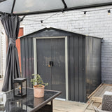 Outsunny 6.5x3.5ft Metal Garden Storage Shed for Outdoor Tool Storage with Double Sliding Doors and 4 Vents, Dark Grey