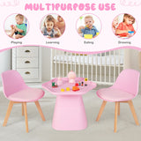 Wooden Kids Activity Table and Chairs Set with Padded Seat-Pink