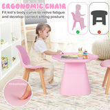 Wooden Kids Activity Table and Chairs Set with Padded Seat-Pink