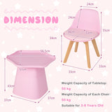 Wooden Kids Activity Table and Chairs Set with Padded Seat-Pink