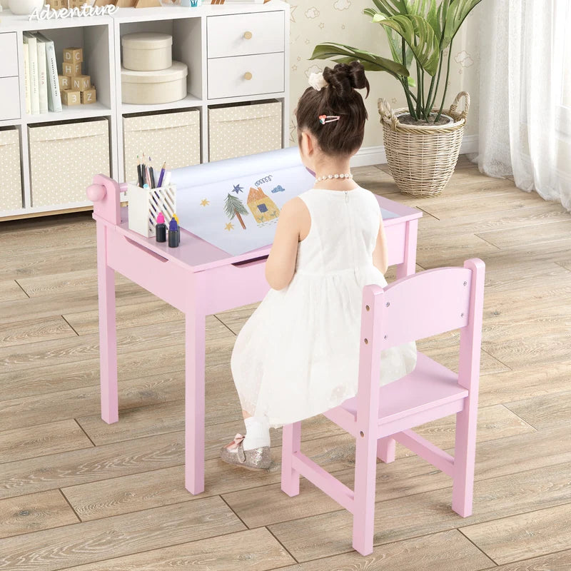 Children&#39;s table with chair Sensory placemat for children Pink