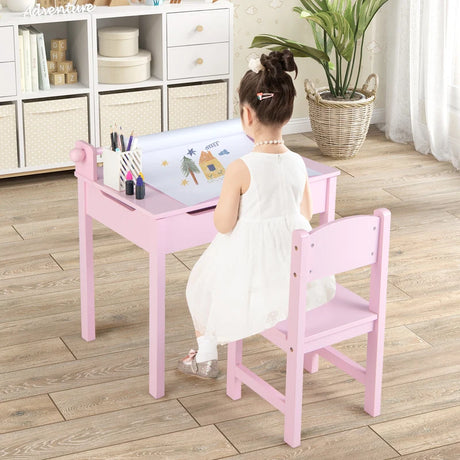 Children&#39;s table with chair Sensory placemat for children Pink