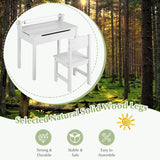 Wooden Kids Table and Chair Set with Storage and Paper Roll Holder-Gray