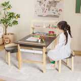 Kids Art Table and Chairs Set with Paper Roll and Storage Bins-Coffee