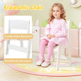 Kids Art Table and Chair Set with Paper Roll and Storage Shelves-White