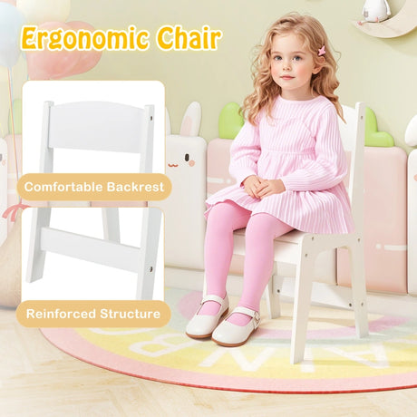 Kids Art Table and Chair Set with Paper Roll and Storage Shelves-White