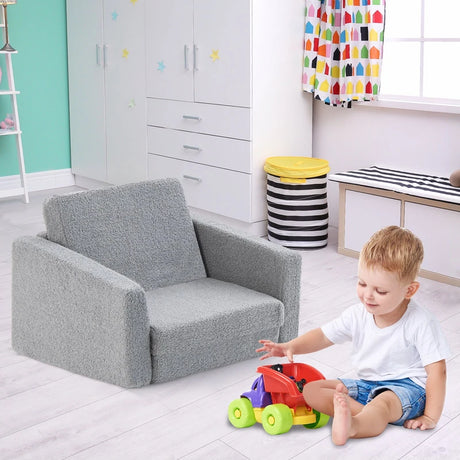 2-in-1 Toddler Fold out Couch with Washable Sofa Cover-M