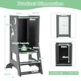 Toddler Kitchen Stool Helper Baby Standing Tower with Chalkboard and Whiteboard-Gray