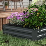 Outsunny Set of 2 291L Raised Garden Bed, Elevated Galvanised Planter Box for Flowers, Herbs, 100x100x30cm, Dark Grey